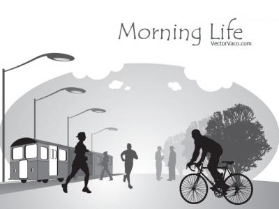 Silhouette - Vection Illustration of Morning Life 