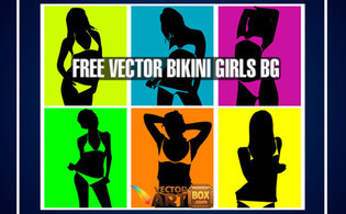 Human - Vector Bikini Girls Pop Art Style Background 