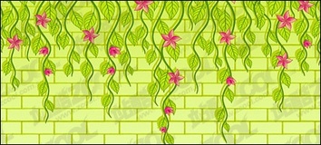 Flowers & Trees - Vector flowers on the wall of the material 