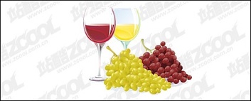 Food - Vector grape and wine material 