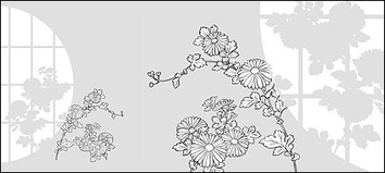Flowers & Trees - Vector line drawing of flowers-31(Chrysanthemum) 