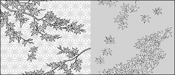 Flowers & Trees - Vector line drawing of flowers-34(Maple Leaf) 