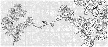 Patterns - Vector line drawing of flowers-37(Chrysanthemum, background) 