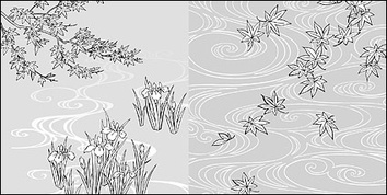 Vector line drawing of flowers-40( water, iris) Preview