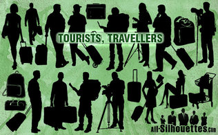 Vector Tourists Travelers Silhouettes Preview