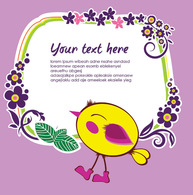 Vector Twiter Bird with Flower Frame-ove