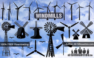 Vector Windmill Silhouettes Preview