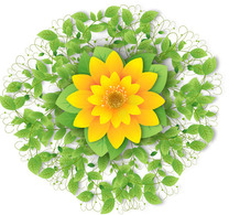 Flowers & Trees - Vector Yellow Flower with Green Leaves .swirl 