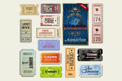 Vintage Cinema Tickets Vector Preview