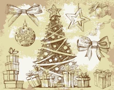 Holiday & Seasonal - Vintage New Year Christmas Elements 