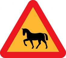 Animals - Warning Horses Road Sign clip art 