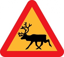 Signs & Symbols - Warning Reindeer Roadsign clip art 