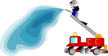 Transportation - Water Man Fireman Fire Cartoon Truck GIF Men Ladder Firetruck 