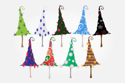 Abstract - Whimsy Christmas Trees Vector 