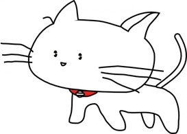 Animals - White Cartoon Cat clip art 