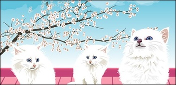 White cat vector material 