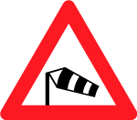 Wind Warning Traffic Vector Sign 