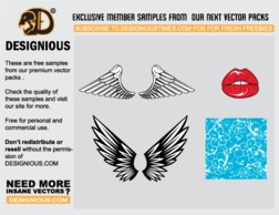 Objects - Wings, lips and pattern vector samples 