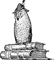 Objects - Wise Owl On Books clip art 