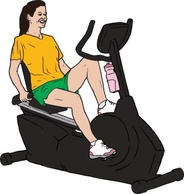 Woman On Exercise Bike clip art