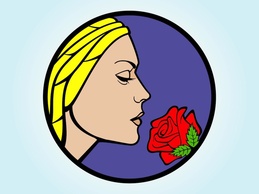 Nature - Woman Smelling Rose 