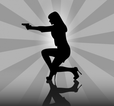 Silhouette - Woman with a Gun Silhouette 