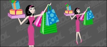 Human - Women shopping vector material 