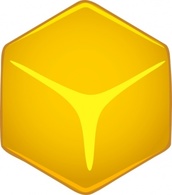 Yellow 3d Cube clip art 