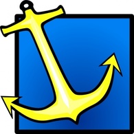 Yellow Anchor Blue Background clip art