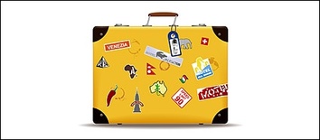 Yellow suitcase vector material Preview