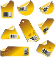 Elements - Yellow tag and sticker set with bar codes 