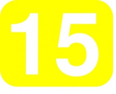 Shapes - Yellow White Number Rounded Rectangle 15 Fifteen 