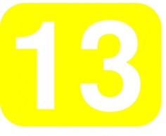 Shapes - Yellow White Number Rounded Rectangle Thirteen 13 